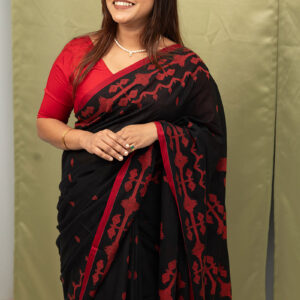 Radiant Crimson Jamdani Saree