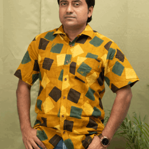 Geometric Earth Cotton Hand-Block Shirt