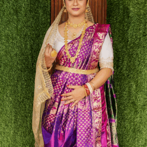 Handwoven Purple & Gold Swarnachori Saree