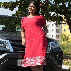 Red Jamdani Dress