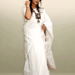 Handwoven Ivory & Gold Kota Doria Saree