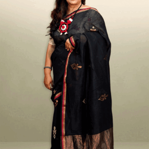 The Midnight Elegance Linen Saree
