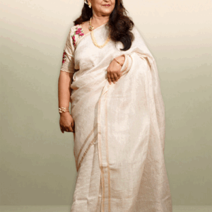 The Ivory Aura Linen Saree