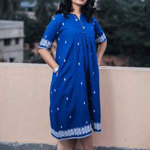 Royal Indigo Ikat A-Line Dress