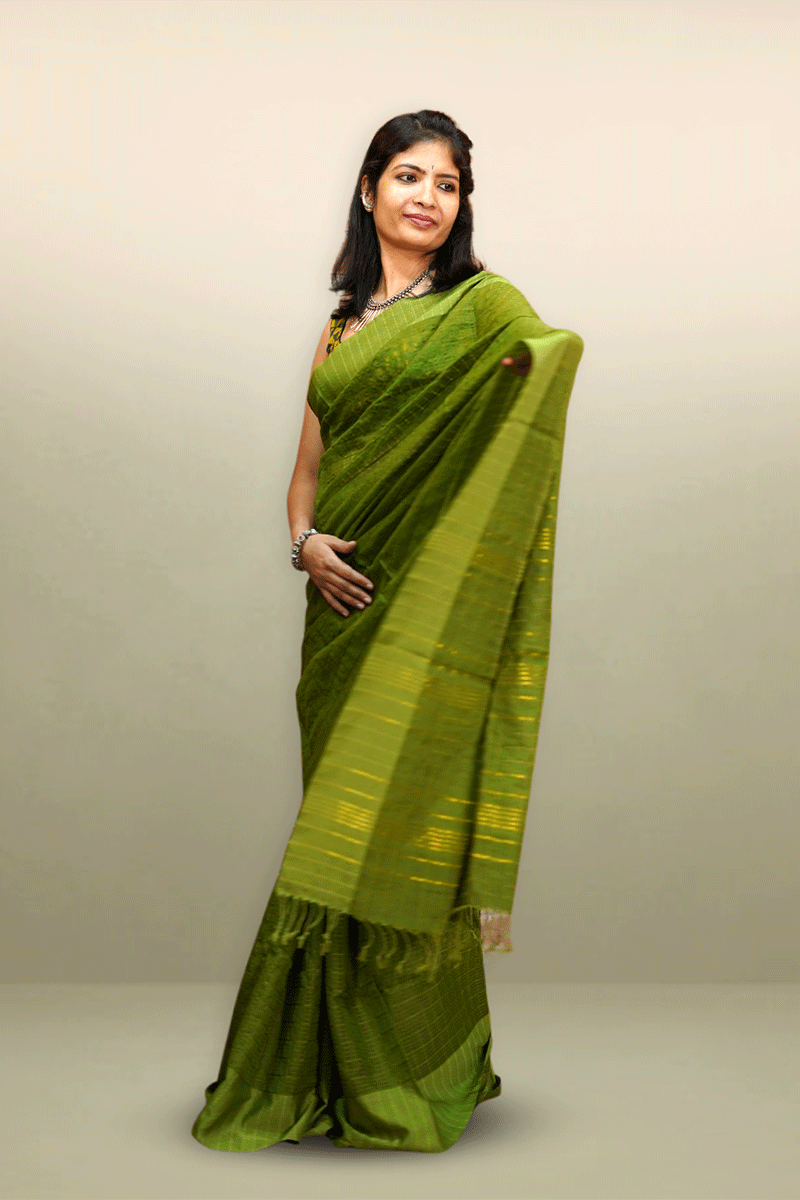 Olive Zari Kota Saree