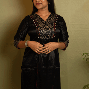 Midnight Noir: Mushroo Handcrafted Embroidered Kurti