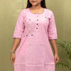 Pink Petal: Handcrafted Geometric Motif Kurti